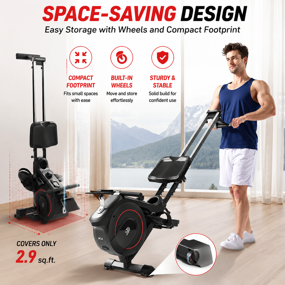 Premium Magnetic Rowing Machine for Home 350 lb Capacity 16 Level Silent Resistance Full Body Cardio Trainer Dual Slide Rail LCD Monitor