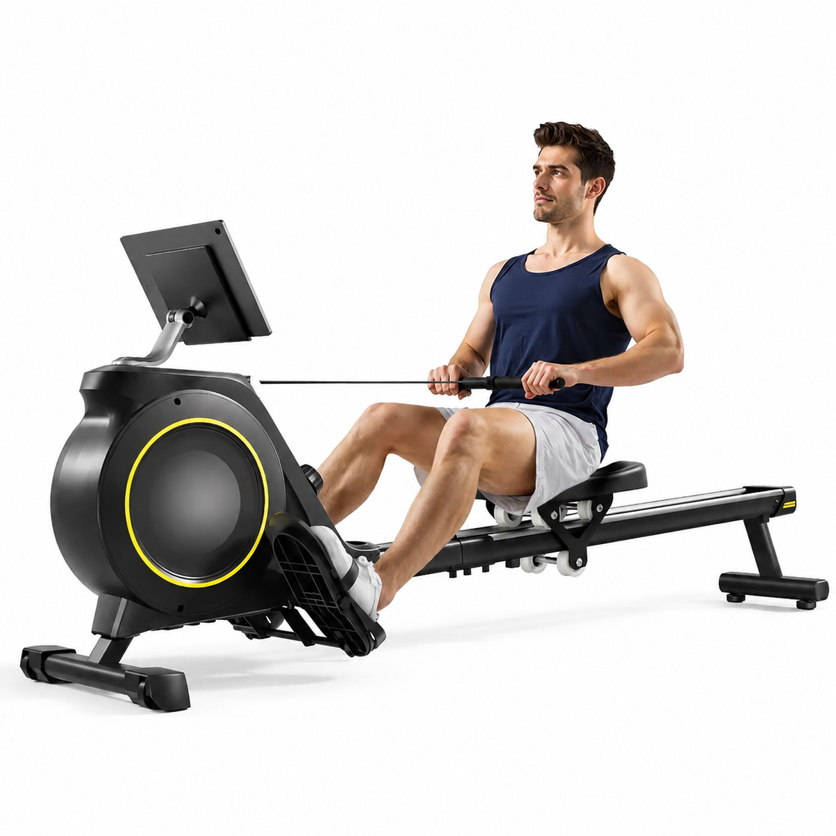 Premium Magnetic Rowing Machine for Home 350 lb Capacity 16 Level Silent Resistance Full Body Cardio Trainer Dual Slide Rail LCD Monitor
