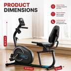Premium Smart Bluetooth Recumbent Exercise Bike Magnetic Resistance Fitness Bike for Seniors Home Use Heart Rate Monitor App Sync Quiet Cardio Machine