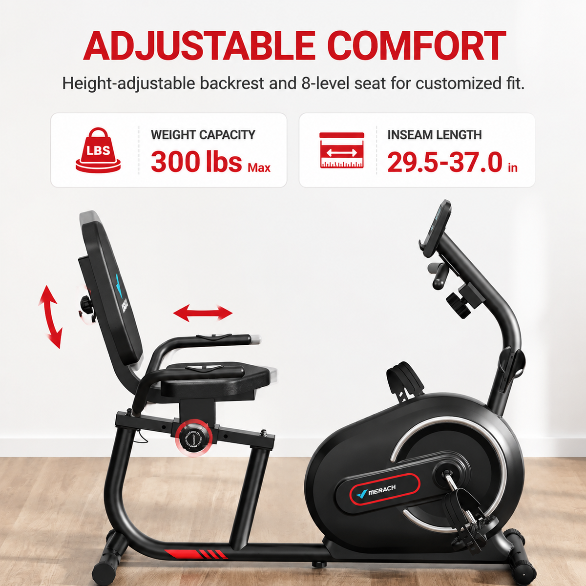 Premium Smart Bluetooth Recumbent Exercise Bike Magnetic Resistance Fitness Bike for Seniors Home Use Heart Rate Monitor App Sync Quiet Cardio Machine