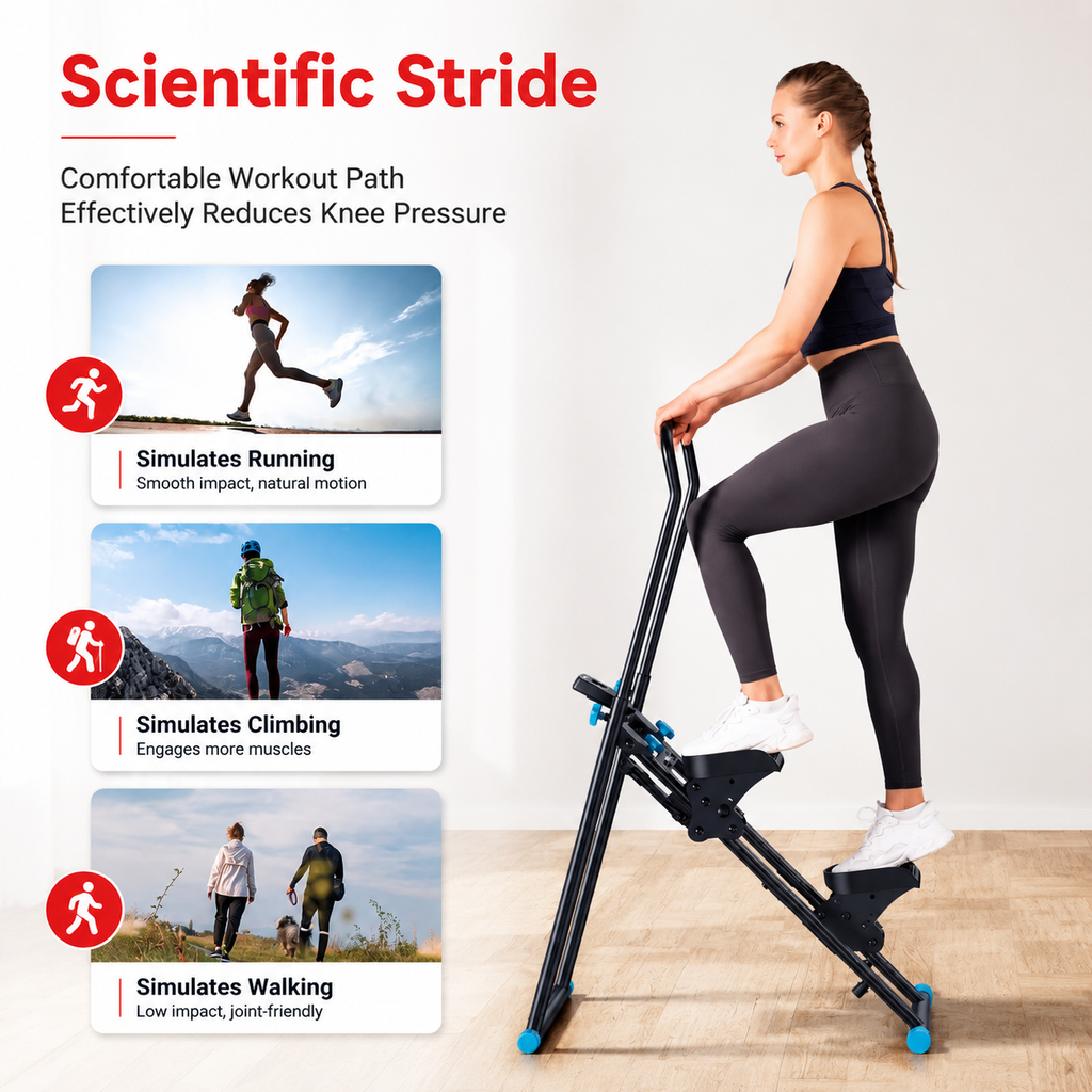 Premium Vertical Climber Machine Foldable Full Body Workout Cardio Trainer Adjustable Home Gym Climbing Machine with LCD Monitor Quiet Compact Design