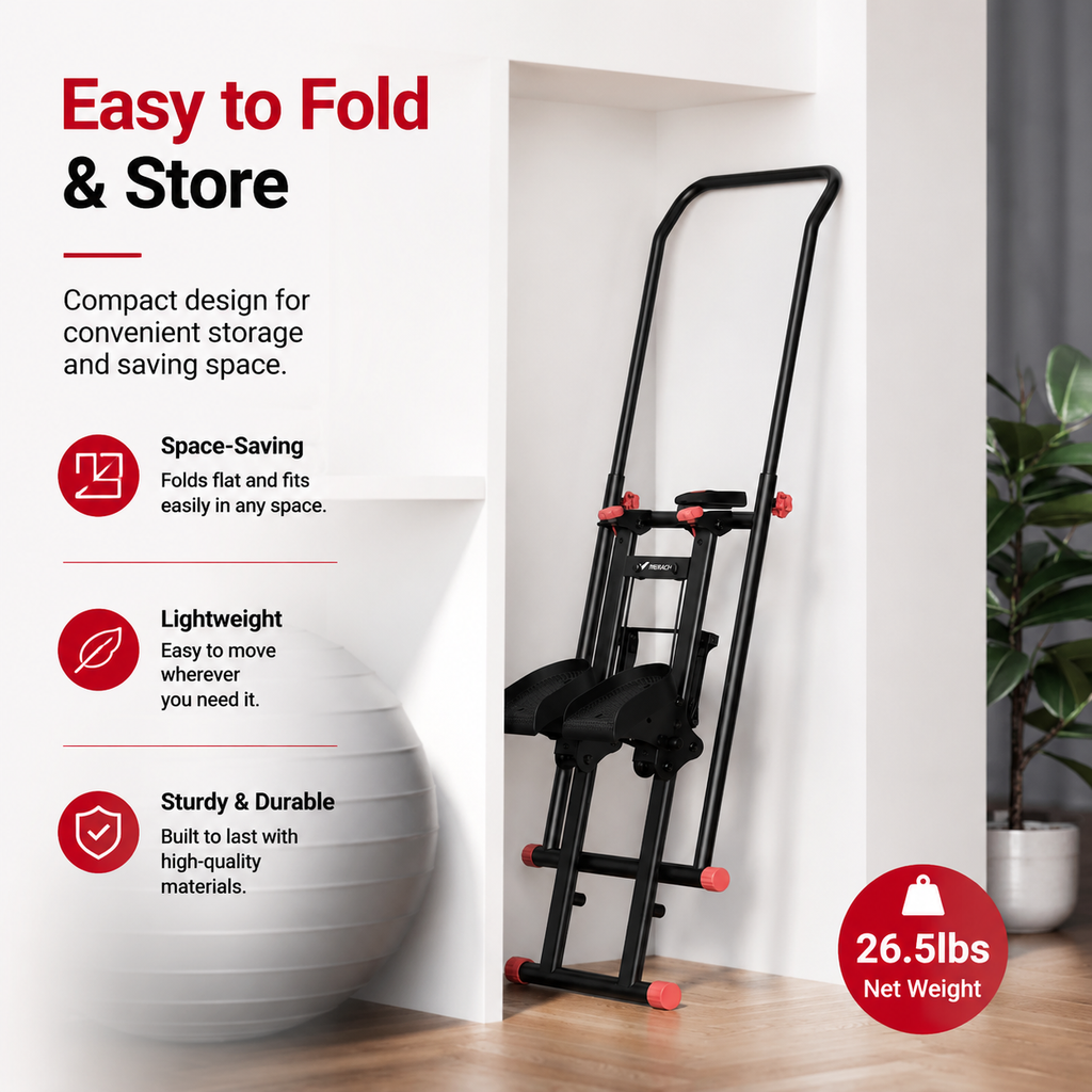 Premium Vertical Climber Machine Foldable Full Body Workout Cardio Trainer Adjustable Home Gym Climbing Machine with LCD Monitor Quiet Compact Design