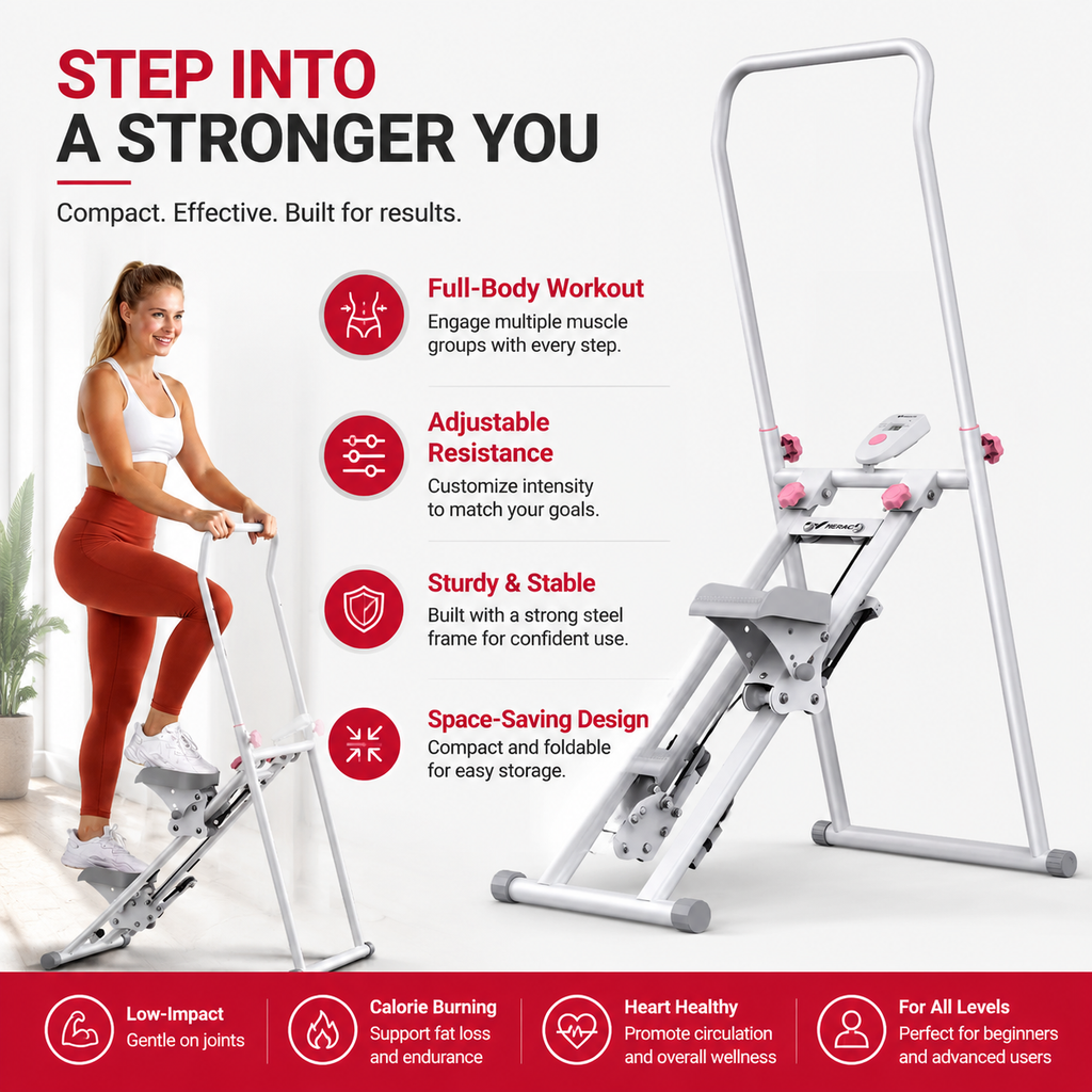 Premium Vertical Climber Machine Foldable Full Body Workout Cardio Trainer Adjustable Home Gym Climbing Machine with LCD Monitor Quiet Compact Design