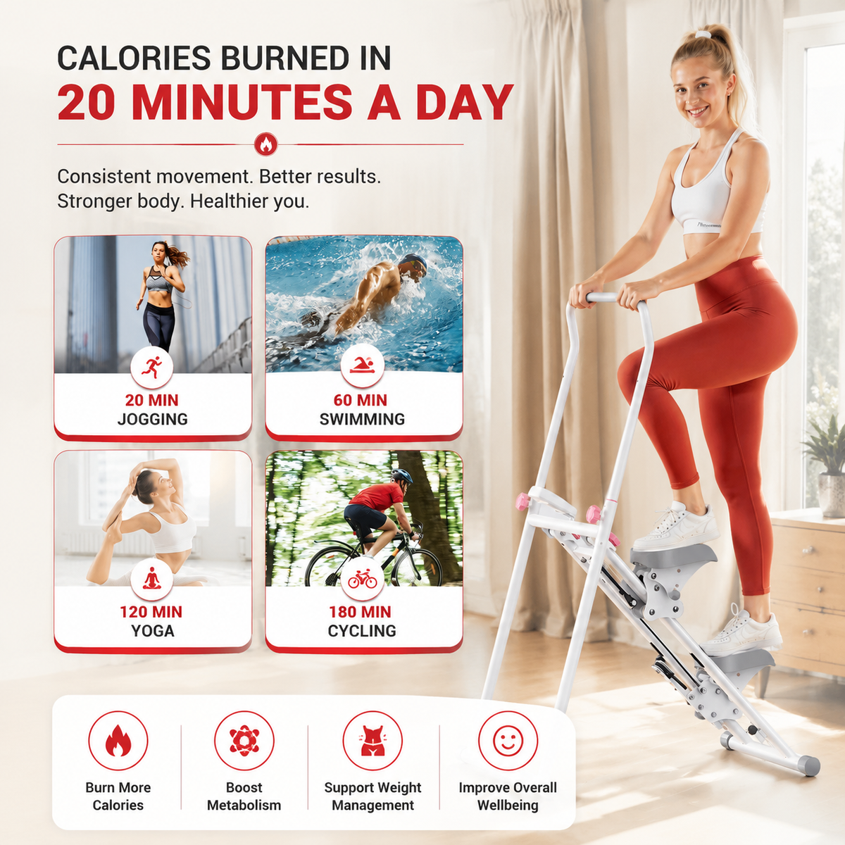 Premium Vertical Climber Machine Foldable Full Body Workout Cardio Trainer Adjustable Home Gym Climbing Machine with LCD Monitor Quiet Compact Design
