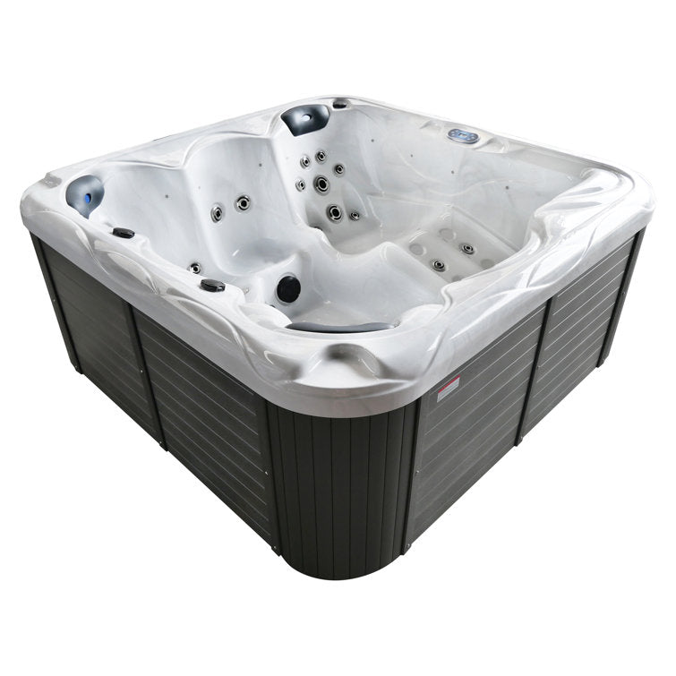 Sol 72 Outdoor™ Brophy 6 – Person 67 – Jet Acrylic Square Hot Tub with Ozonator in Dark Gray