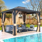 EROMMY 10X12 Gazebo with Double Galvanized Steel Roof