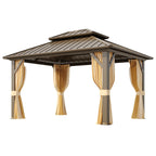EROMMY 10X12 Hardtop Grill Gazebo with Netting and Sides