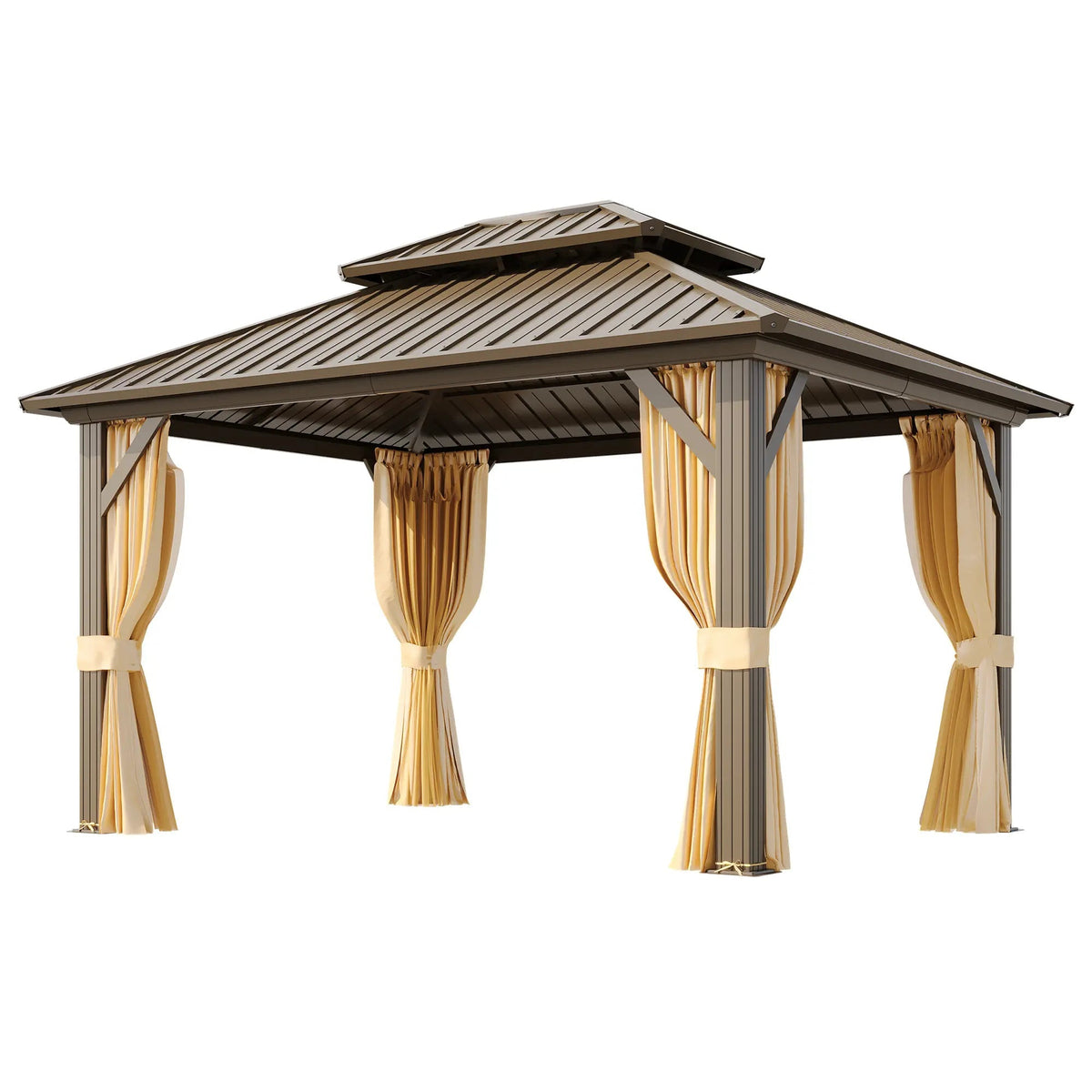 EROMMY 10X12 Hardtop Grill Gazebo with Netting and Sides