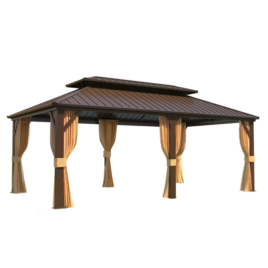 EROMMY 12X18 Hardtop Grill Gazebo with Metal Roof