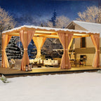 EROMMY 10X20 Louvered Pergola with Independent Adjustable Roof – Wood Grain