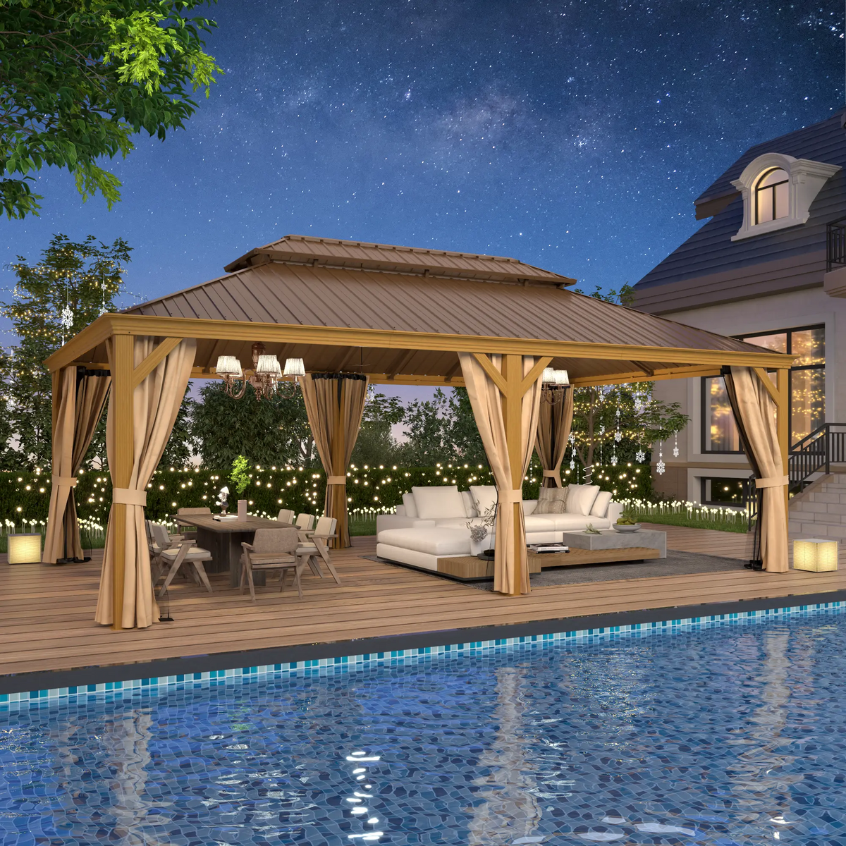 EROMMY 14X20 Outdoor Rectangle Gazebo with Canopy for Patio