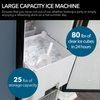 Whynter UIM 502SS 15in Built In Ice Maker 80lb Capacity Clear Ice Cube with NSF Inline Water Filter