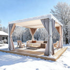 EROMMY 10x10 Louvered Pergola with Waterproof Rain Cover – White