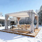 EROMMY 10x12 Outdoor Aluminum Pergola with Louvered Roof – White