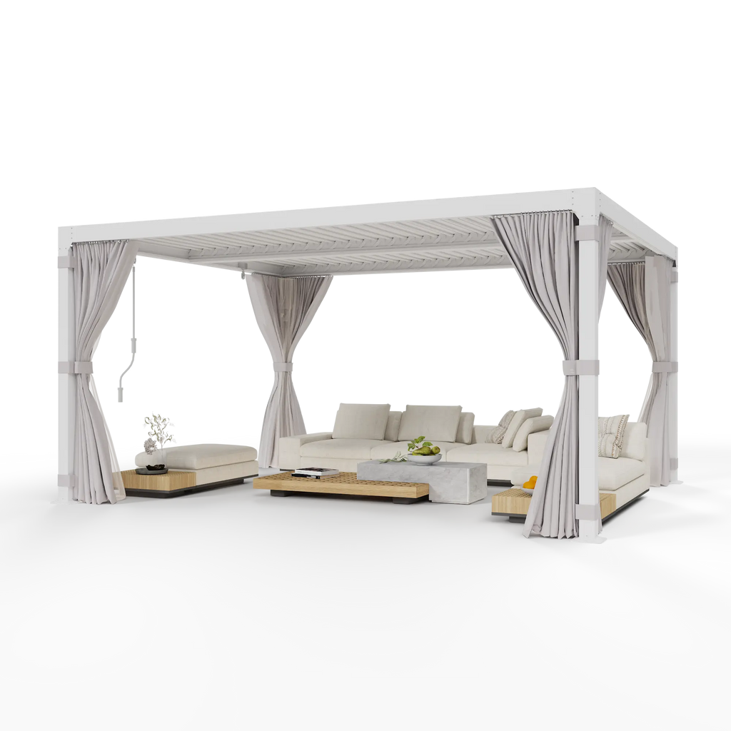 EROMMY 10x12 Outdoor Aluminum Pergola with Louvered Roof – White
