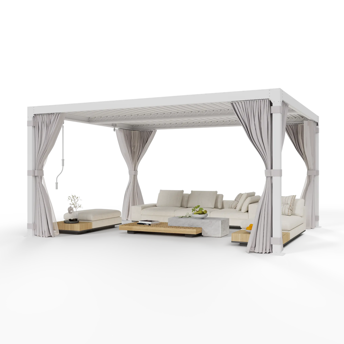 EROMMY 10x12 Outdoor Aluminum Pergola with Louvered Roof – White