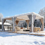 EROMMY 12x20 Freestanding Aluminum Pergola with Louvered Roof – White