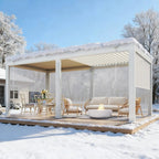EROMMY 10x20 Aluminum Pergola with Pull-down Sun Shade – White