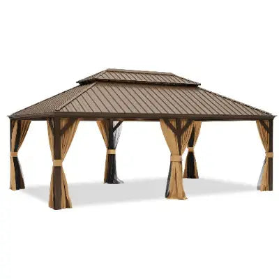 EROMMY 12X22 Gazebo with Double Galvanized Steel Roof