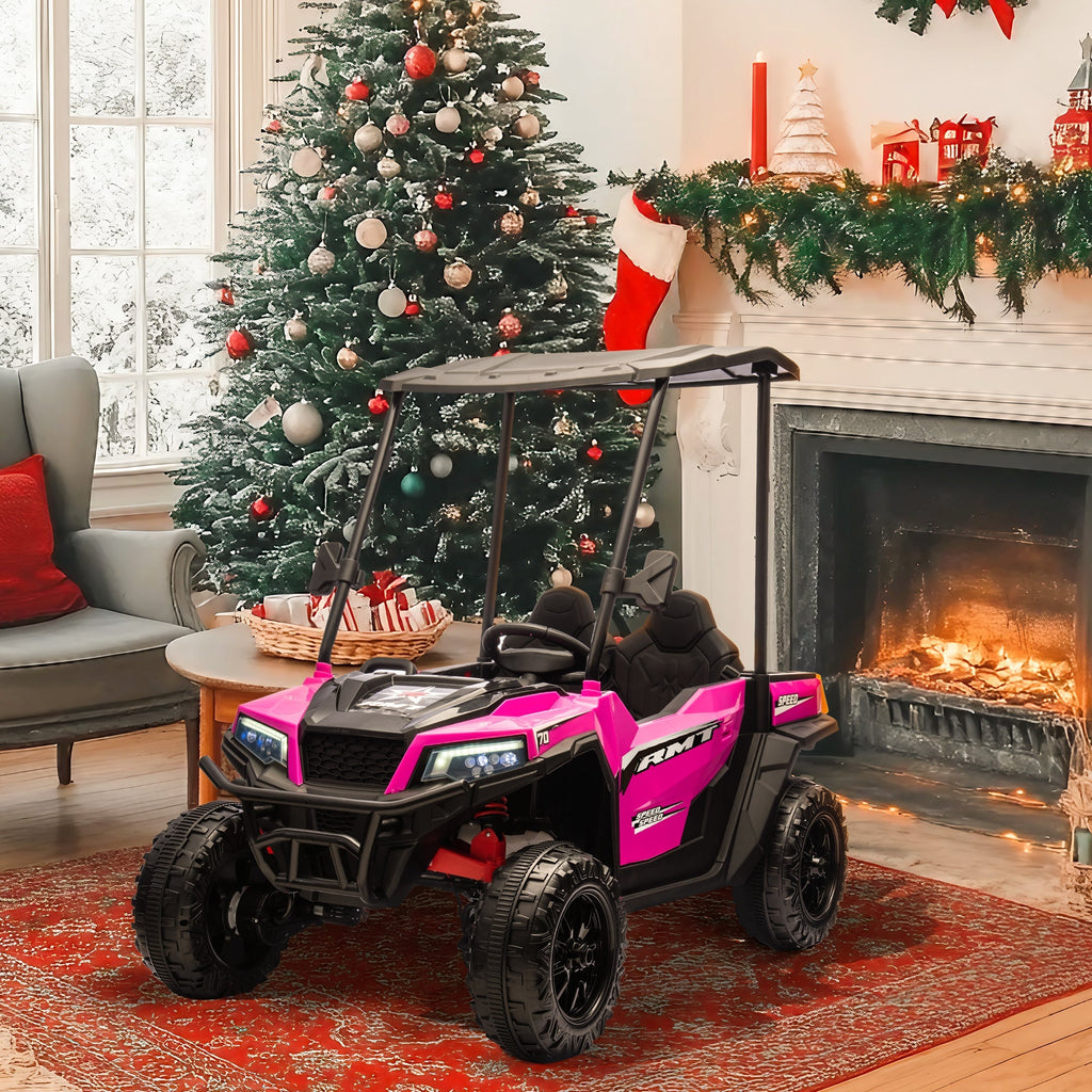 EROMMY 24V Ride on Electric Kids UTV Side by Side – Rose Red