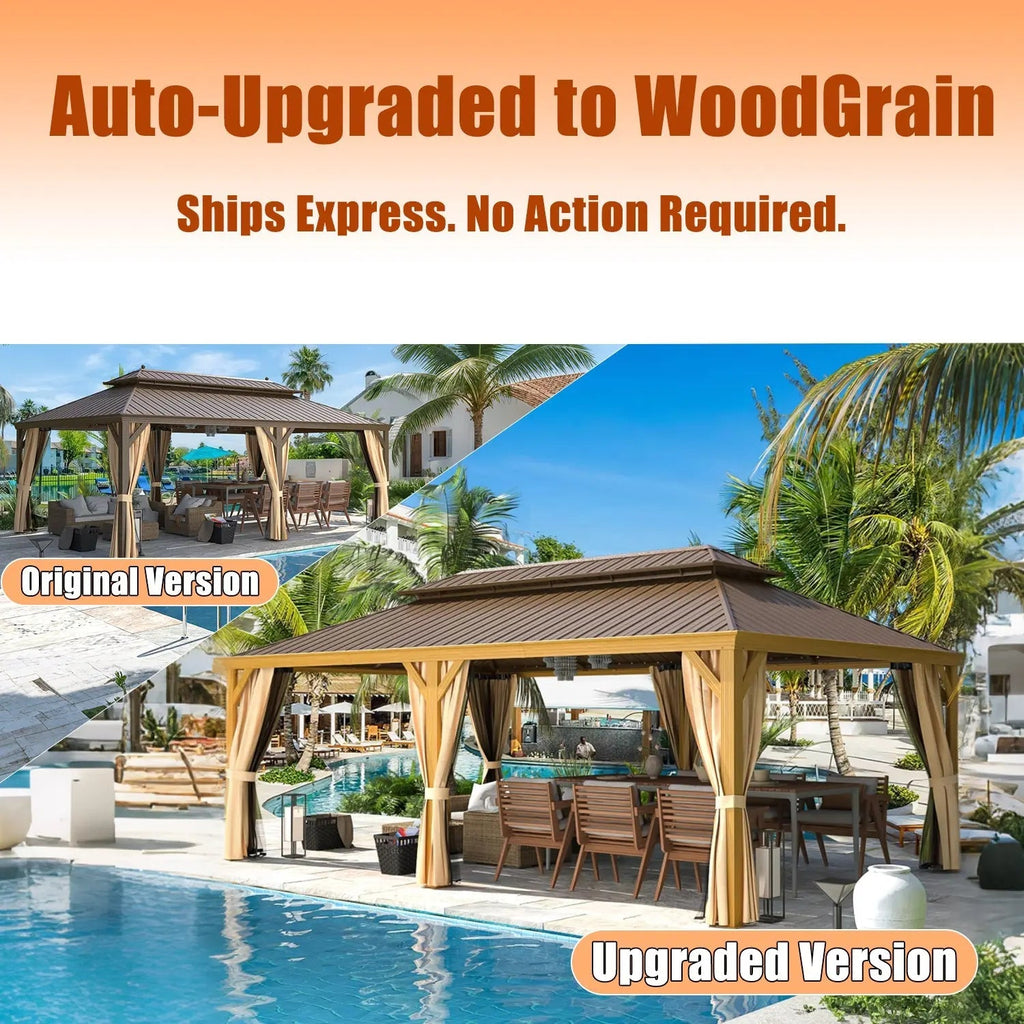 EROMMY 14X22 Hardtop Privacy Carport with Insect Screen
