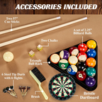 7.5 Ft Pool Table Set with Cue Rack & Dartboard, Tan
