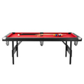 7 Ft Portable Foldable Pool Table Set, Black with Red Cloth