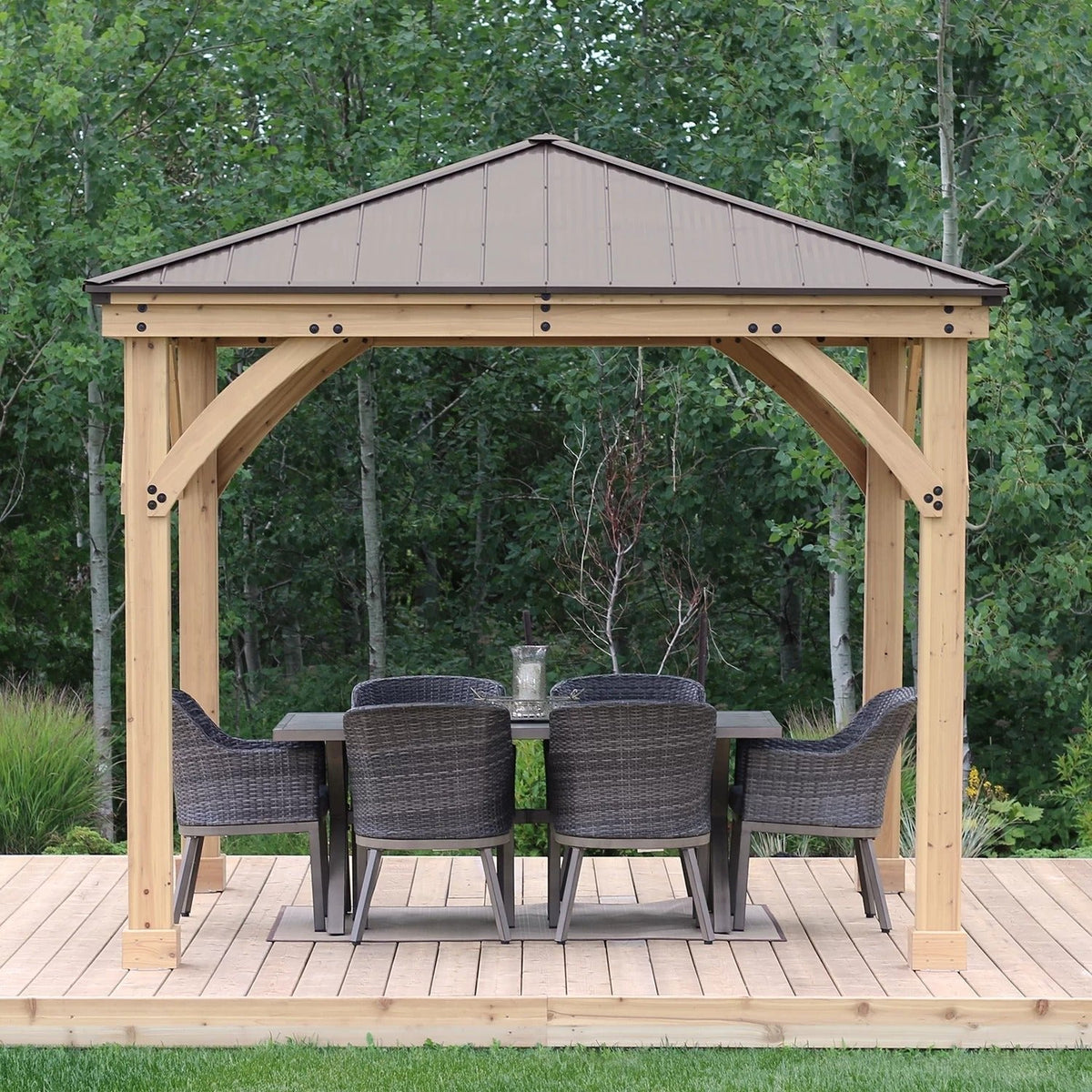 Meridian Solid Wood Patio Gazebo 10 Ft. W x 10 Ft. D