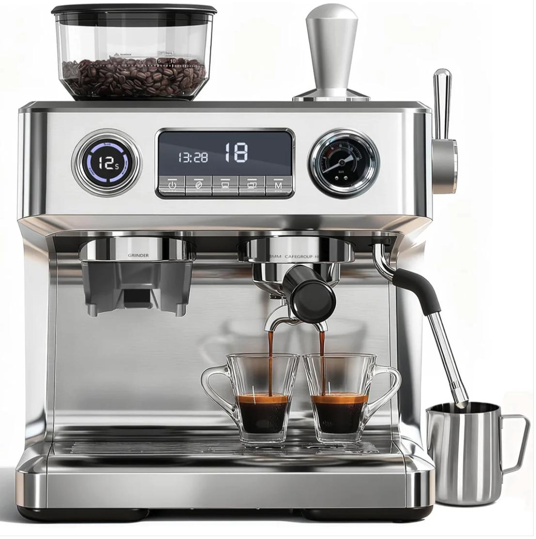 Kismile 20-Bar Espresso Machine with Built-In Grinder