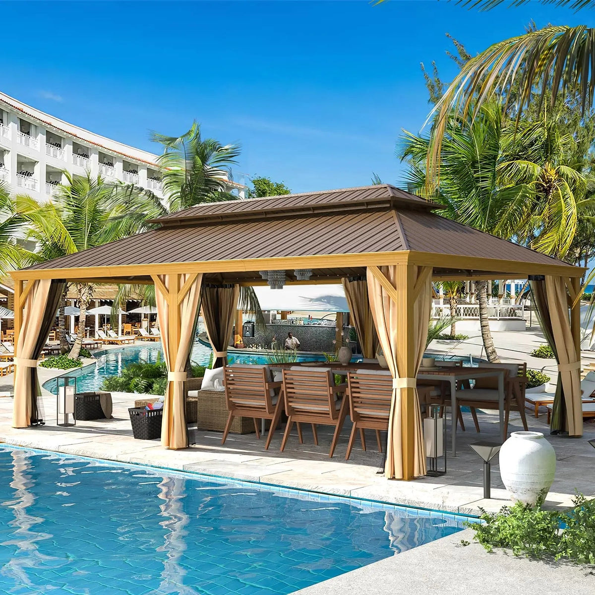 EROMMY 14X20 Outdoor Rectangle Gazebo with Canopy for Patio