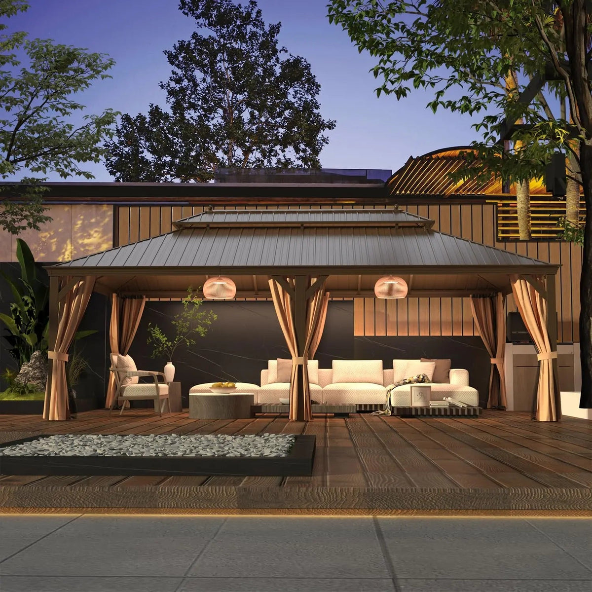 EROMMY 14X24 Hardtop Privacy Gazebo with Insect Screen