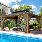 EROMMY 12X16 Hardtop Gazebo with Canopy for Poolside and Outdoor