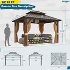 EROMMY 10X12 Hardtop Grill Gazebo with Netting and Sides
