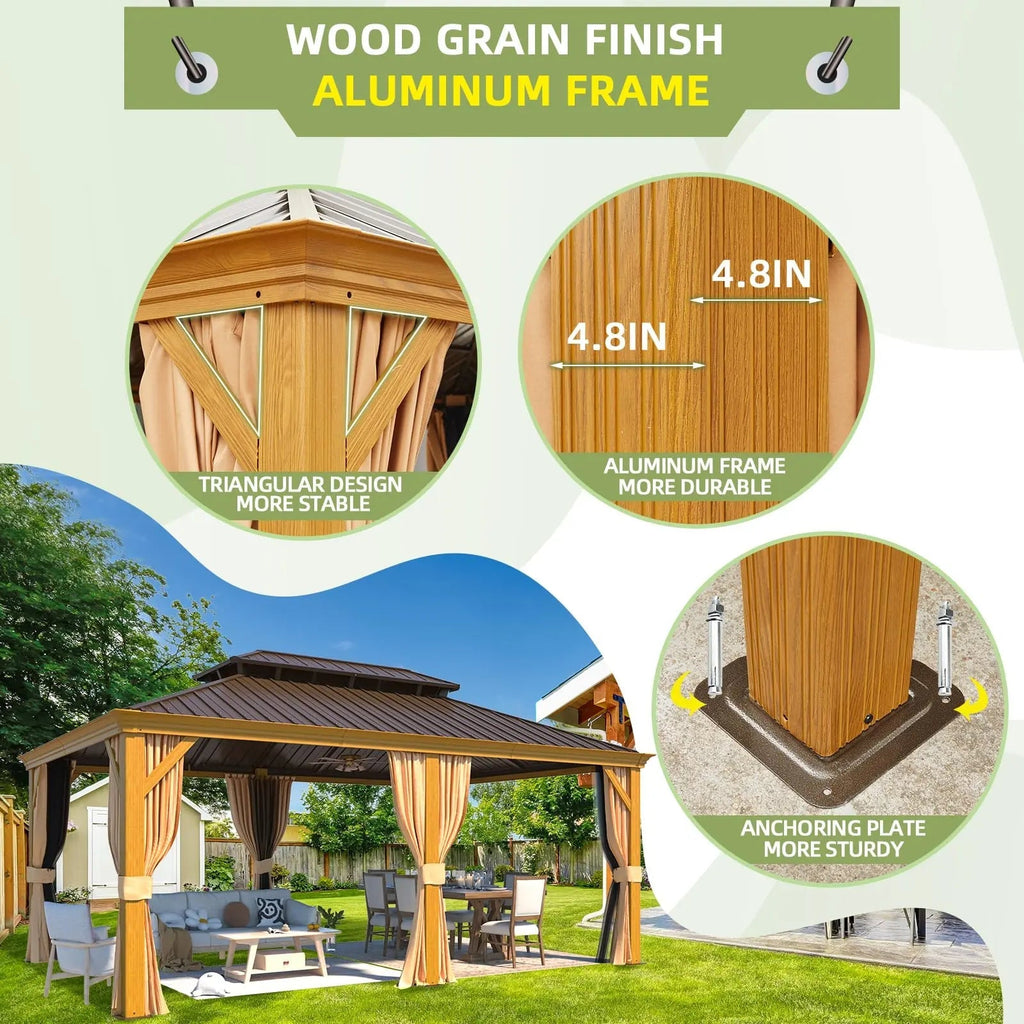 EROMMY 12X18 Gazebo with Double Galvanized Steel Roof