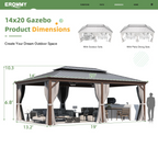 EROMMY 14X20 Large Gazebo with Sides and Hardtop