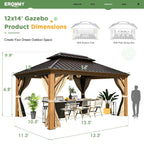 EROMMY 12X14 Grill Gazebo with Galvanized Hardtop Roof