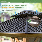 EROMMY 12X14 Grill Gazebo with Galvanized Hardtop Roof