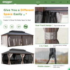 EROMMY 12' X 20' All Weather Gazebo with Sides and Hardtop
