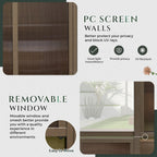 EROMMY 10 x 14FT Wall-Mounted Sunroom with Removable 3-Sided Doors & Aluminum Frame, All-Weather Sun Room with Galvanized Steel Roof, 6mm Thickened PC Screen