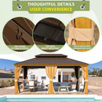 EROMMY 12X18 Gazebo with Double Galvanized Steel Roof
