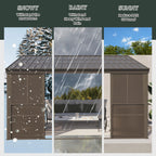 EROMMY 10 x 14FT Wall-Mounted Sunroom with Removable 3-Sided Doors & Aluminum Frame, All-Weather Sun Room with Galvanized Steel Roof, 6mm Thickened PC Screen
