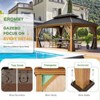 EROMMY 12X14 Grill Gazebo with Galvanized Hardtop Roof