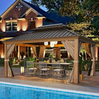 EROMMY 12X14 Grill Gazebo with Galvanized Hardtop Roof