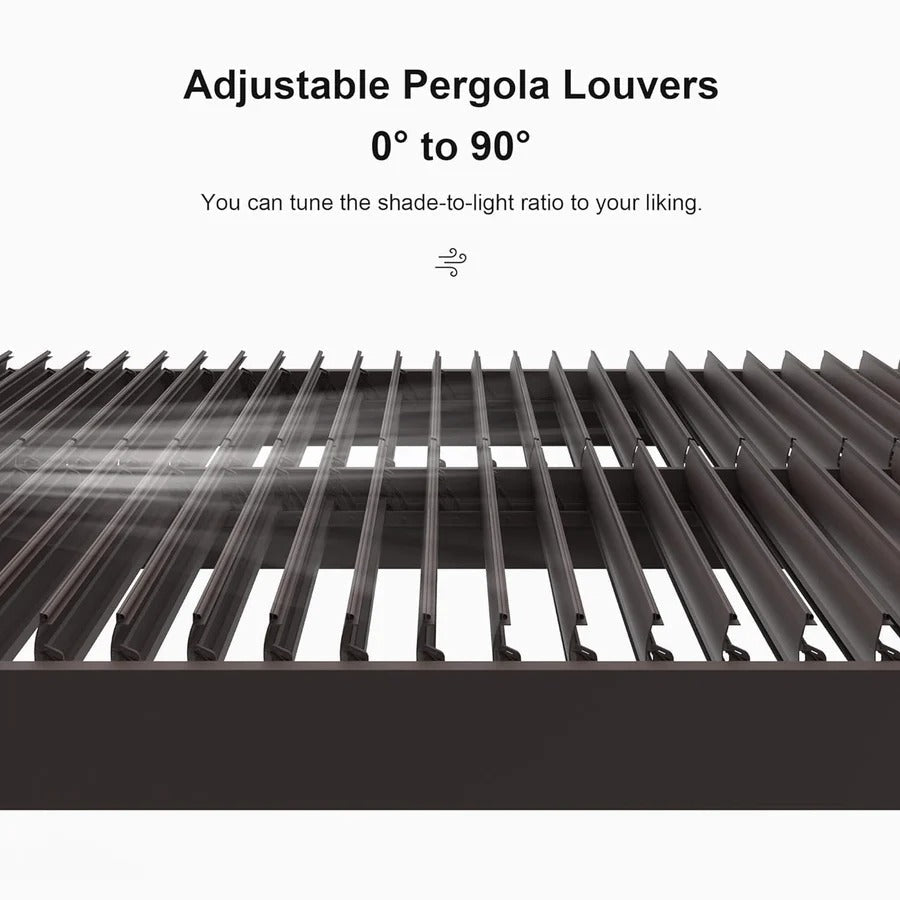 Alora Premium Outdoor Aluminum Louvered Patio Pergola With LED Lights [PERGOLA ONLY]