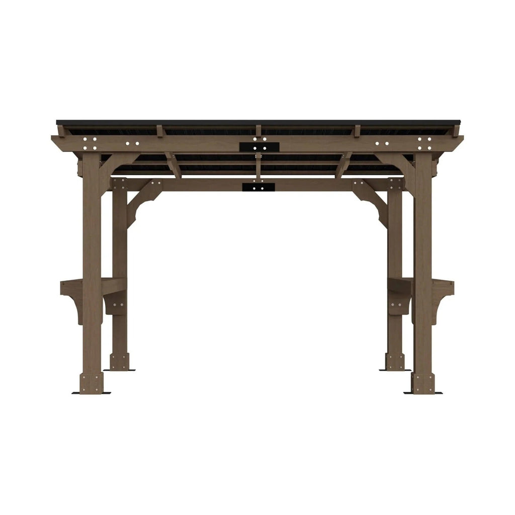 Alexander 10' X 12' Hardtop Gazebo, Aluminum Frame with Galvanized Steel Double Roof, Outdoor Permanent Pavilion with Curtains and Netting for Patio, Backyard, Deck, Lawn(Brown)