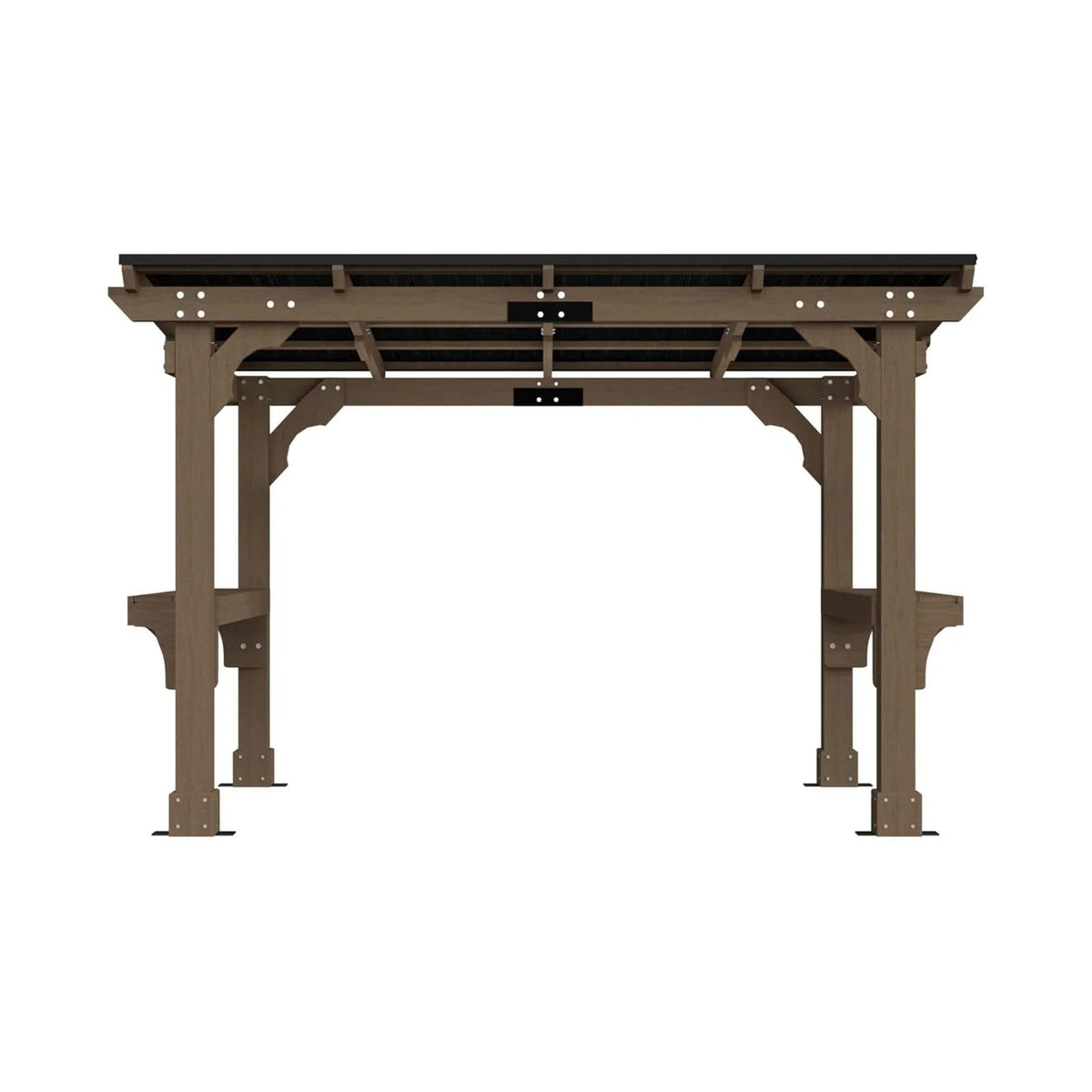 Alexander 10' X 12' Hardtop Gazebo, Aluminum Frame with Galvanized Steel Double Roof, Outdoor Permanent Pavilion with Curtains and Netting for Patio, Backyard, Deck, Lawn(Brown)