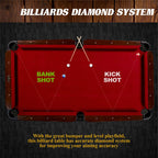 7.5 Ft Pool Table Set with Cue Rack & Dartboard, Burgundy