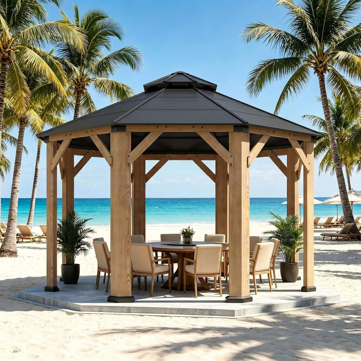 [13X13FT] Alora Premium All-Weather Octagonal Double Hardtop Cedar Wood Gazebo