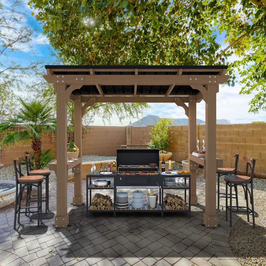 Alora Heavy-Duty Premium Wooden Grill Gazebo With Sloped Metal Roof