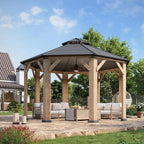 [13X13FT] Alora Premium All-Weather Octagonal Double Hardtop Cedar Wood Gazebo